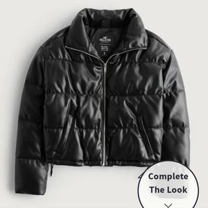 HOLLISTER Black Vegan Leather NEW XL Puffer Jacket